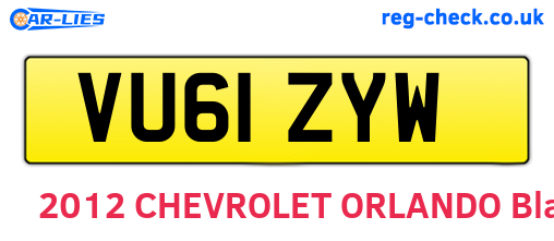 VU61ZYW are the vehicle registration plates.