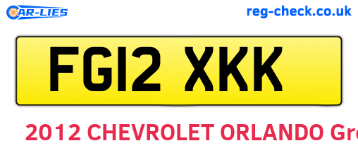 FG12XKK are the vehicle registration plates.