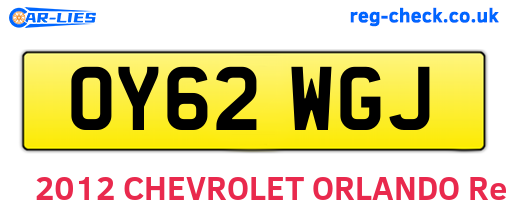 OY62WGJ are the vehicle registration plates.