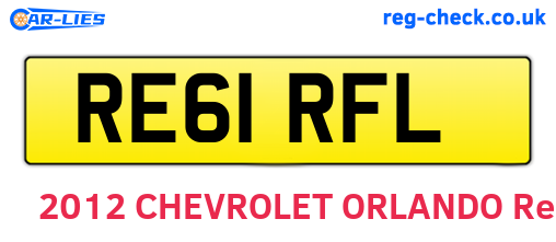RE61RFL are the vehicle registration plates.