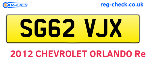 SG62VJX are the vehicle registration plates.