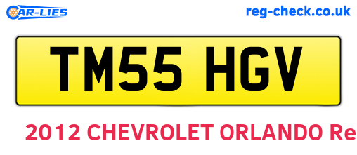 TM55HGV are the vehicle registration plates.