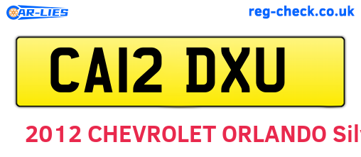CA12DXU are the vehicle registration plates.