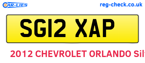 SG12XAP are the vehicle registration plates.