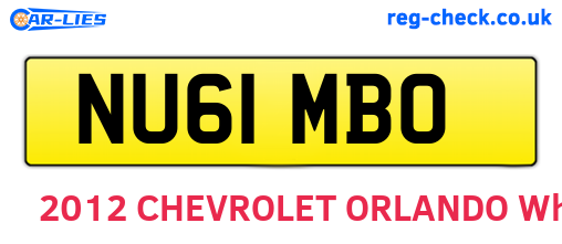 NU61MBO are the vehicle registration plates.