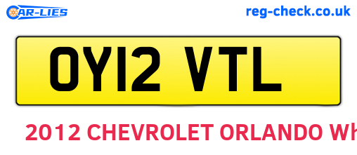 OY12VTL are the vehicle registration plates.