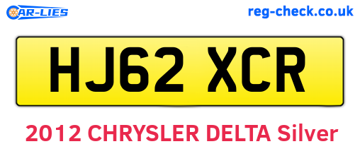 HJ62XCR are the vehicle registration plates.