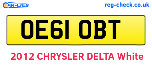 OE61OBT are the vehicle registration plates.
