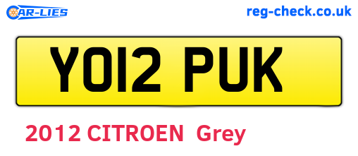 YO12PUK are the vehicle registration plates.