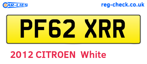 PF62XRR are the vehicle registration plates.
