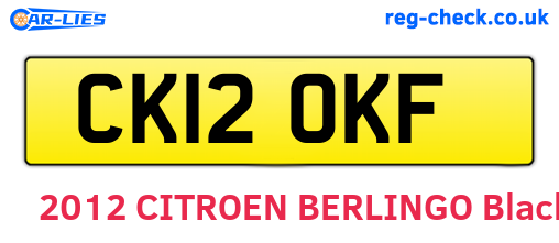 CK12OKF are the vehicle registration plates.