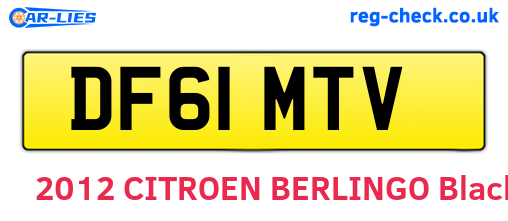 DF61MTV are the vehicle registration plates.