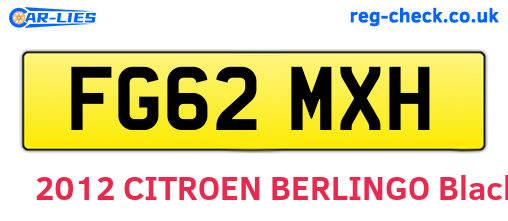FG62MXH are the vehicle registration plates.