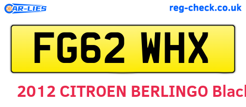 FG62WHX are the vehicle registration plates.