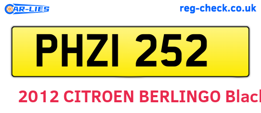 PHZ1252 are the vehicle registration plates.