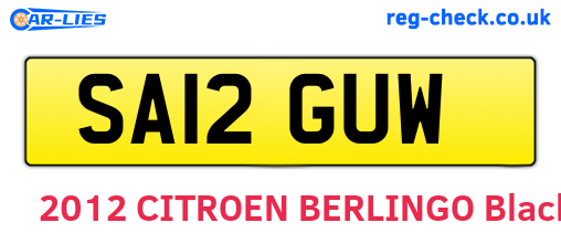 SA12GUW are the vehicle registration plates.