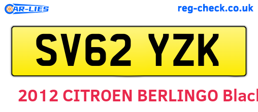 SV62YZK are the vehicle registration plates.