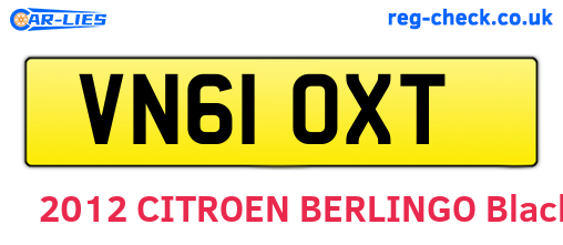 VN61OXT are the vehicle registration plates.