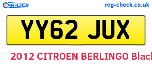 YY62JUX are the vehicle registration plates.