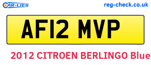 AF12MVP are the vehicle registration plates.