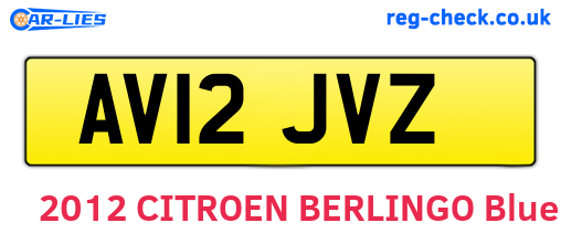 AV12JVZ are the vehicle registration plates.