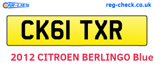 CK61TXR are the vehicle registration plates.