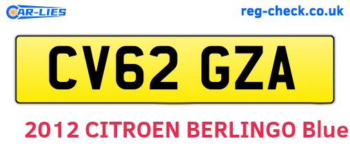 CV62GZA are the vehicle registration plates.