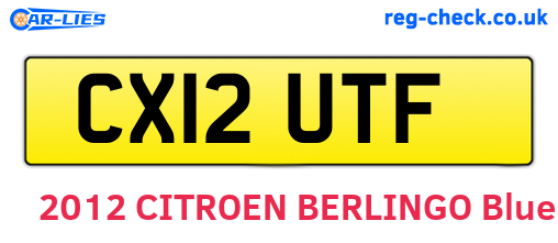 CX12UTF are the vehicle registration plates.