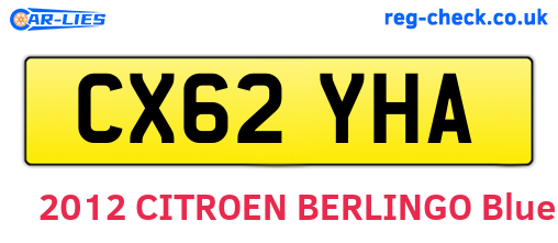 CX62YHA are the vehicle registration plates.