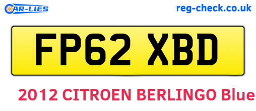 FP62XBD are the vehicle registration plates.