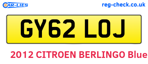GY62LOJ are the vehicle registration plates.