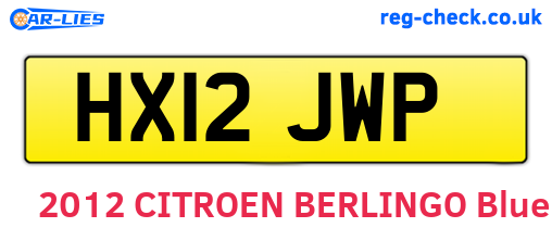 HX12JWP are the vehicle registration plates.