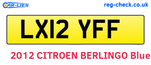 LX12YFF are the vehicle registration plates.