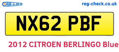 NX62PBF are the vehicle registration plates.