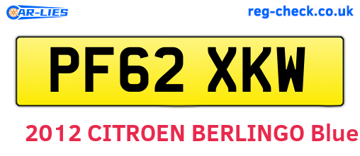 PF62XKW are the vehicle registration plates.