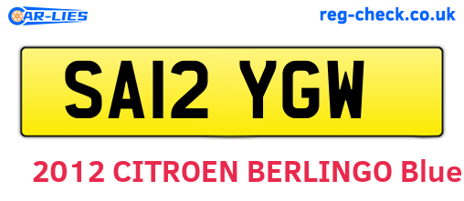 SA12YGW are the vehicle registration plates.