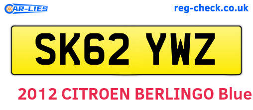 SK62YWZ are the vehicle registration plates.