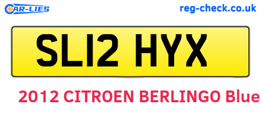 SL12HYX are the vehicle registration plates.