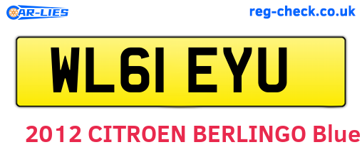 WL61EYU are the vehicle registration plates.