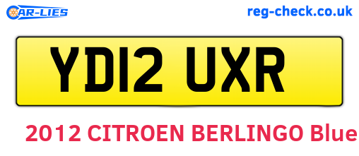 YD12UXR are the vehicle registration plates.