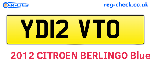 YD12VTO are the vehicle registration plates.