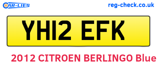 YH12EFK are the vehicle registration plates.