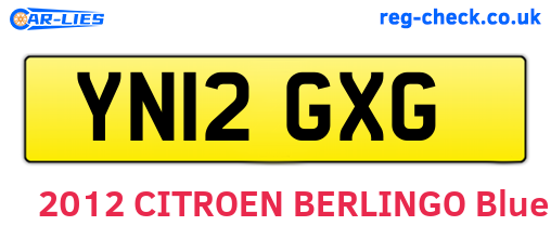 YN12GXG are the vehicle registration plates.