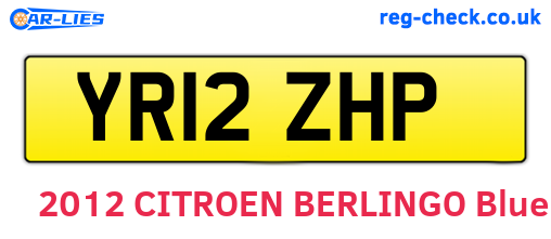 YR12ZHP are the vehicle registration plates.