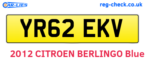 YR62EKV are the vehicle registration plates.