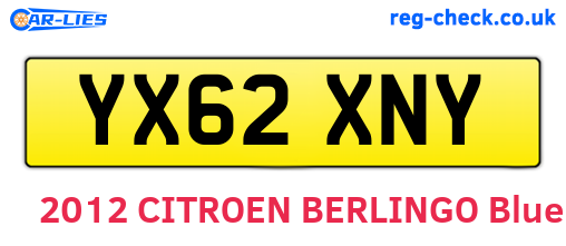 YX62XNY are the vehicle registration plates.