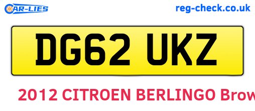 DG62UKZ are the vehicle registration plates.