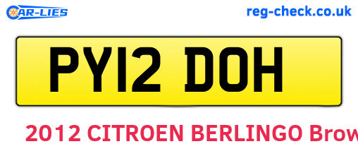 PY12DOH are the vehicle registration plates.