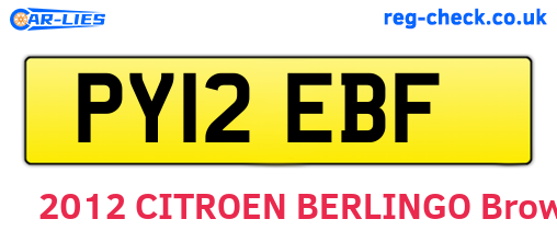 PY12EBF are the vehicle registration plates.