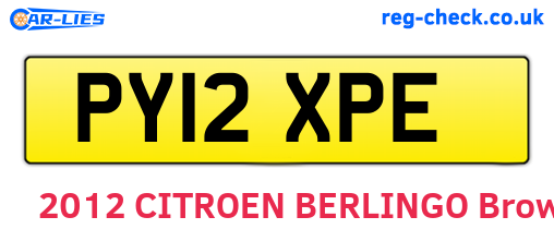 PY12XPE are the vehicle registration plates.